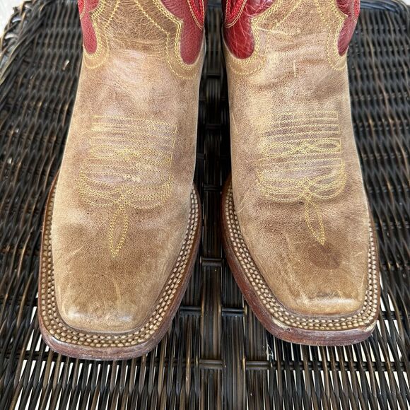 Arango Cowboy Boots Mens Size USA 6 Mex 25 Red Embroidered Western Rodeo - Picture 3 of 12